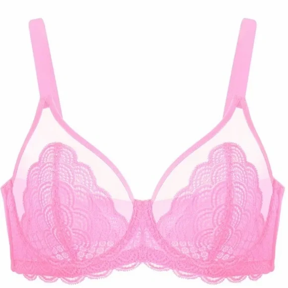 Mermaid Scales bubblegum pink Lace Full Coverage Plus Size Underwire Bra 38C NIB - Picture 2 of 13